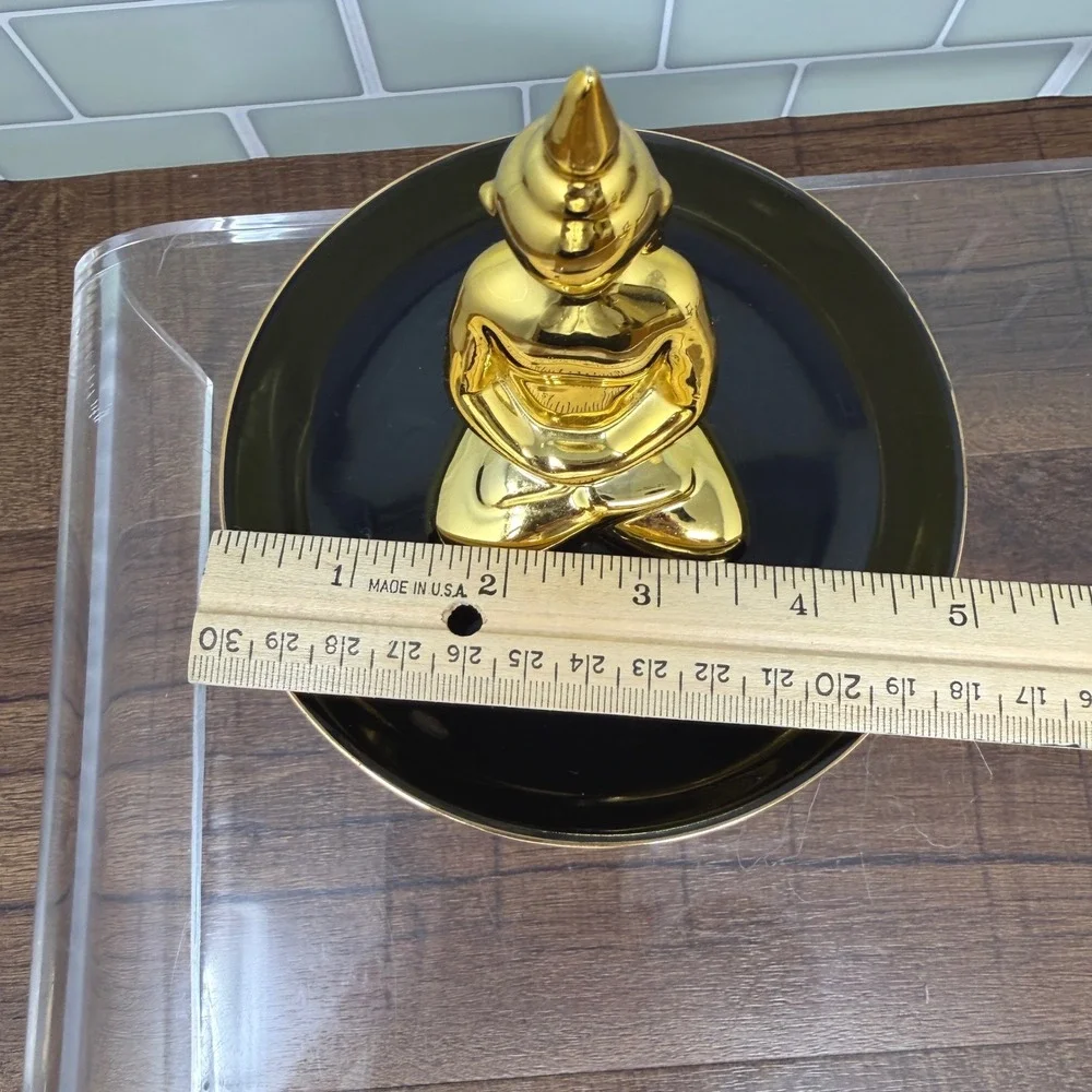 Sagebrook Home Gold Seated Buddha Ceramic Trinket Dish Catchall Ring Tray